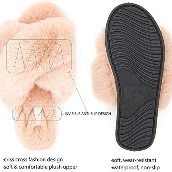 SALE!!Women Bunny Fur Cushioned Non-Slip Indoor/Outdoor Slippers - Picture 6 of 6